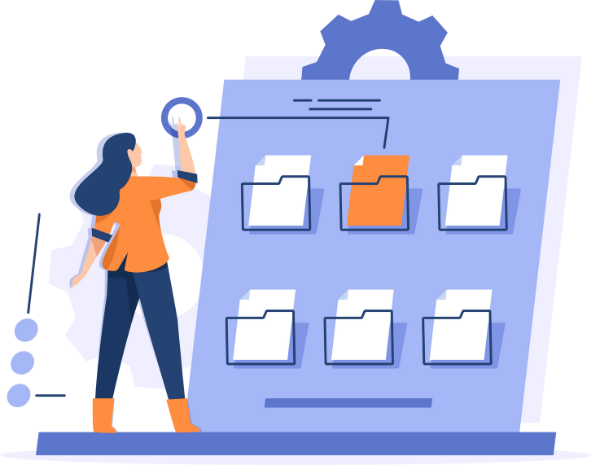 Female professional organizing folders on a digital compliance dashboard representing streamlined OSHA recordkeeping.