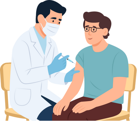 Healthcare provider administering a vaccine to an employee, illustrating workplace immunization tracking and CDC compliance.