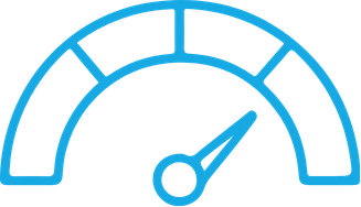 Blue speedometer icon representing improved efficiency and faster compliance in workplace health programs.